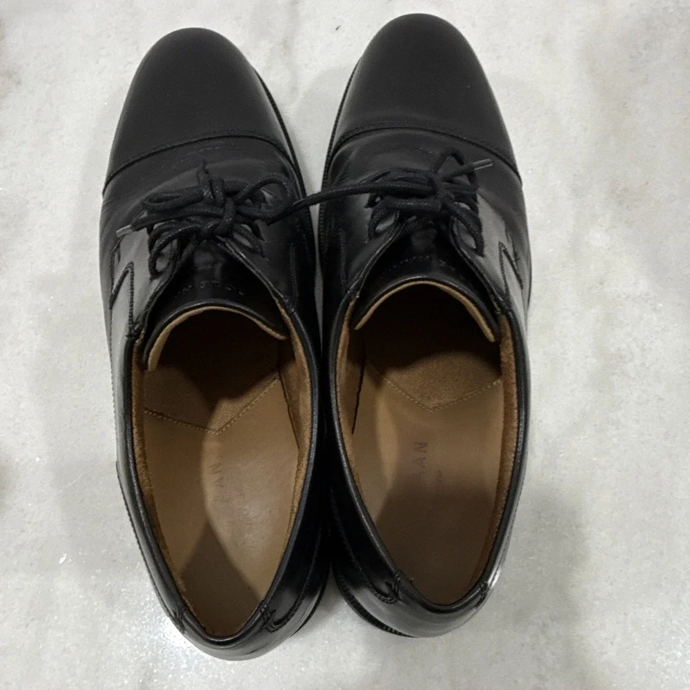Cole Haan Black Leather Cap Toe Oxford Dress Shoes Lace Up Round Toe 10.5 M